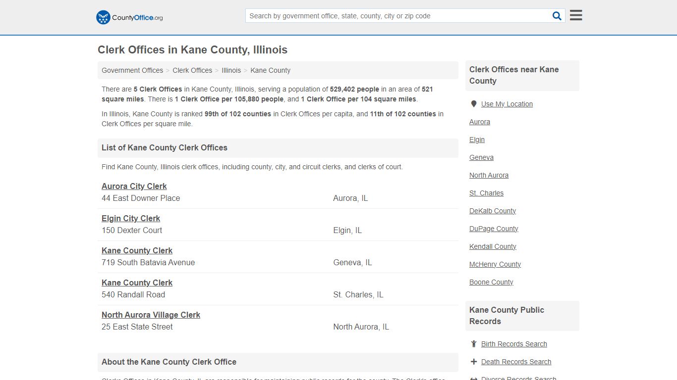 Clerk Offices - Kane County, IL (County & Court Records)
